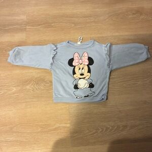 Girls Disney Minnie Mouse Blue Long Sleeve Sweatshirt Size 4T Excellent